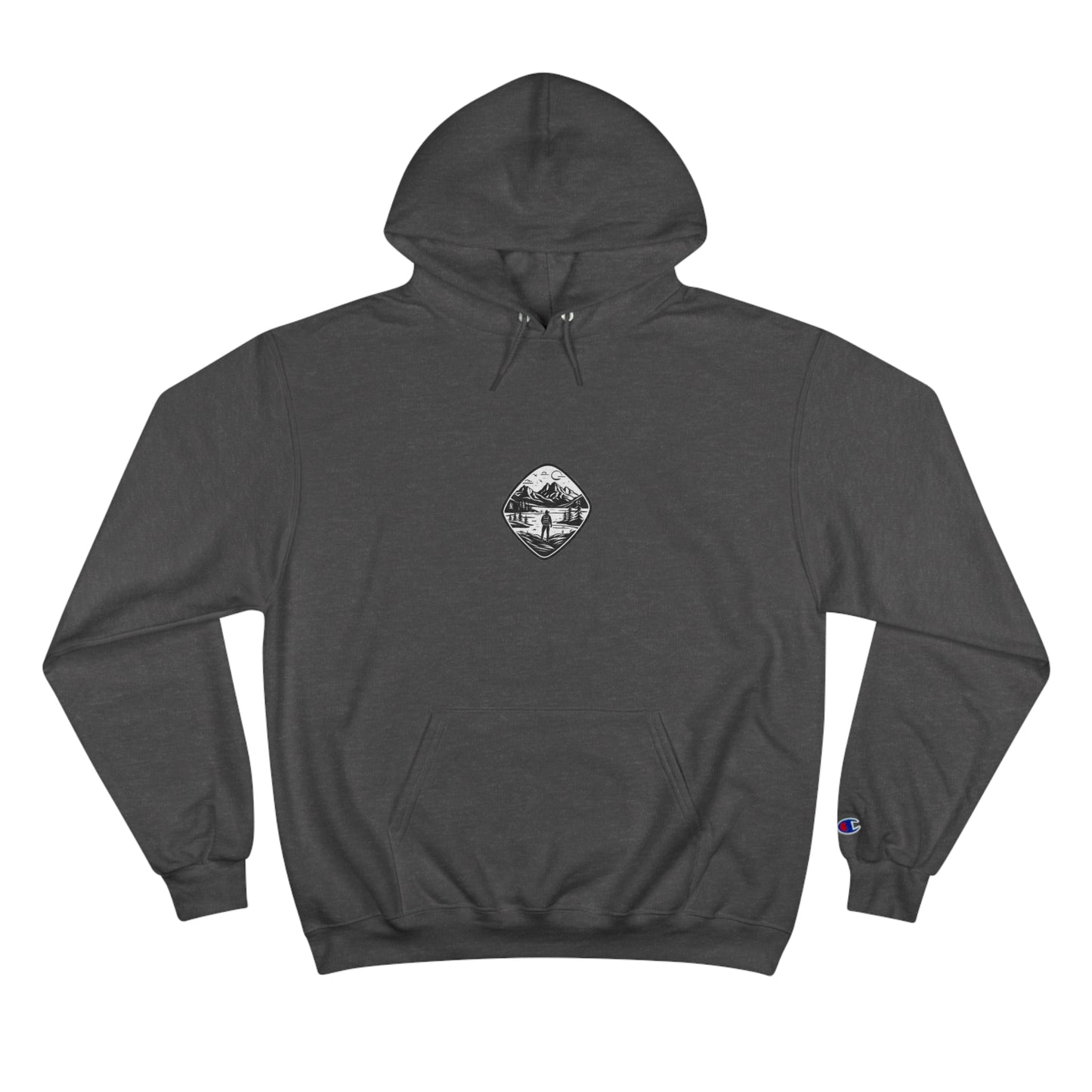 Champion Hoodie With the unique, simplistic, "Explorer" graphic by OutdoorNation