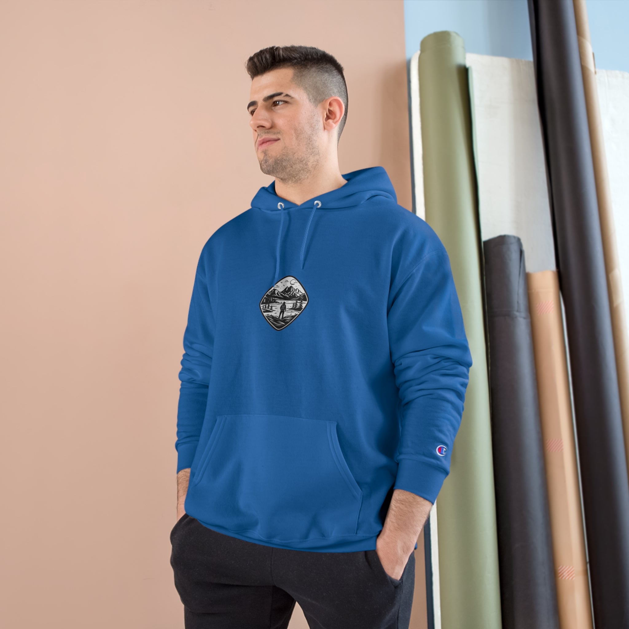 Minimalist Mountain Range popular Graphic Champion Hoodie